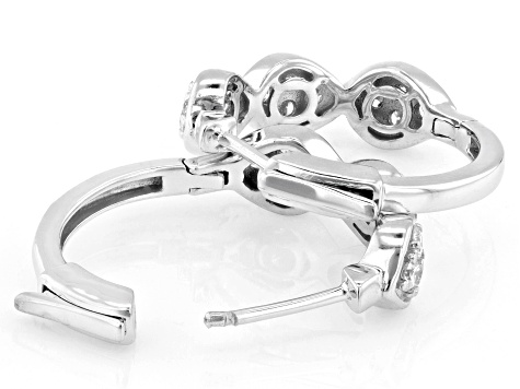 White Lab-Grown Diamond G-H VVS Rhodium Over Sterling Silver Hoop Earrings 1.00ctw