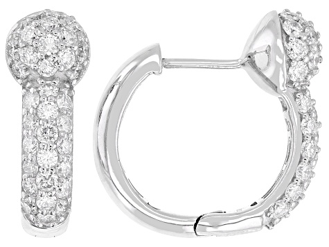 White Lab-Grown Diamond G-H VS Rhodium Over Sterling Silver Hoop Earrings 2.35ctw