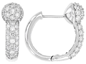 White Lab-Grown Diamond G-H VS Rhodium Over Sterling Silver Hoop Earrings 2.35ctw
