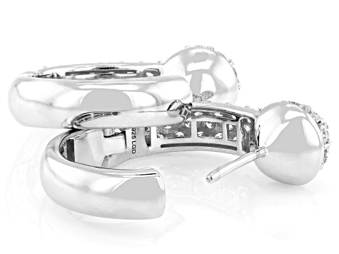 White Lab-Grown Diamond G-H VS Rhodium Over Sterling Silver Hoop Earrings 2.35ctw