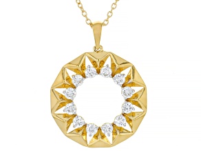White Lab-Grown Diamond G-H VS 18k Yellow Gold Over Sterling Silver Circle Pendant With Chain .80ctw