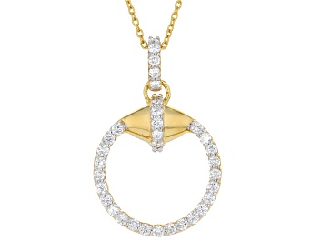 Picture of White Lab-Grown Diamond G-H VVS 18k Yellow Gold Over Sterling Silver Pendant With Chain 1.20ctw