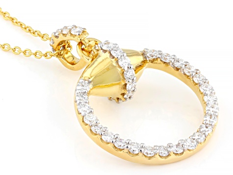 White Lab-Grown Diamond G-H VVS 18k Yellow Gold Over Sterling Silver Pendant With Chain 1.20ctw