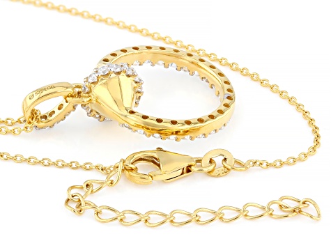 White Lab-Grown Diamond G-H VVS 18k Yellow Gold Over Sterling Silver Pendant With Chain 1.20ctw
