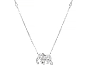 White Lab-Grown Diamond G-H VS Rhodium Over Sterling Silver Elephant Necklace 1.25ctw