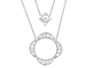 White Lab-Grown Diamond G-H VS Rhodium Over Sterling Silver Layered Necklace 0.75ctw