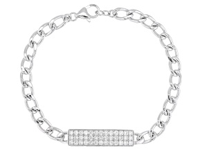 White Lab-Grown Diamond G-H VVS Rhodium Over Sterling Silver Bar Link Bracelet 1.55ctw