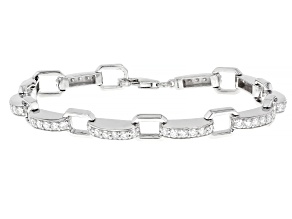 White Lab-Grown Diamond G-H VVS Rhodium Over Sterling Silver Link Bracelet 2.75ctw