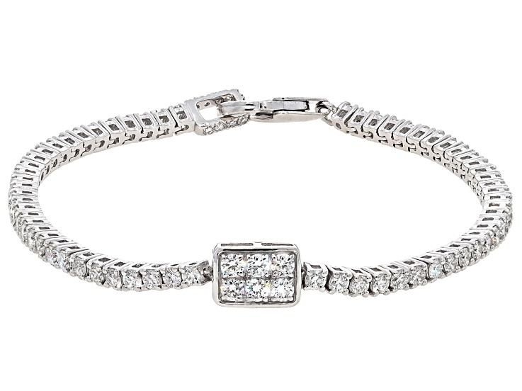 White Lab-Grown Diamond G-H VS Rhodium Over Sterling Silver Tennis Bracelet 3.50ctw
