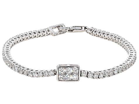 White Lab-Grown Diamond G-H VS Rhodium Over Sterling Silver Tennis Bracelet 3.50ctw