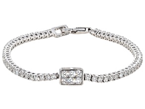 White Lab-Grown Diamond G-H VS Rhodium Over Sterling Silver Tennis Bracelet 3.50ctw