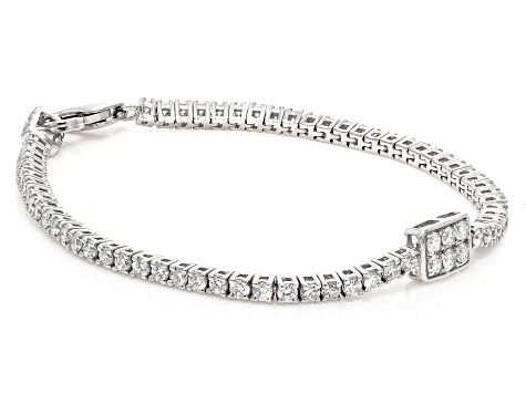 White Lab-Grown Diamond G-H VS Rhodium Over Sterling Silver Tennis Bracelet 3.50ctw