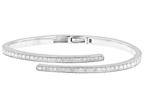 White Lab-Grown Diamond G-H VS Rhodium Over Sterling Silver Bypass Bangle 2.59ctw