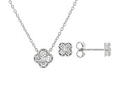 White Lab-Grown Diamond G-H VS Rhodium Over Sterling Silver Cluster Necklace And Earring Set 0.50ctw