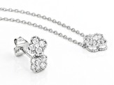 White Lab-Grown Diamond G-H VS Rhodium Over Sterling Silver Cluster Necklace And Earring Set 0.50ctw
