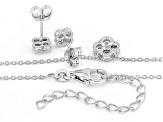 White Lab-Grown Diamond G-H VS Rhodium Over Sterling Silver Cluster Necklace And Earring Set 0.50ctw