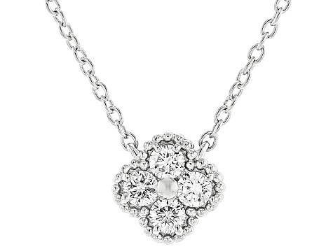 White Lab-Grown Diamond G-H VS Rhodium Over Sterling Silver Cluster Necklace And Earring Set 0.50ctw