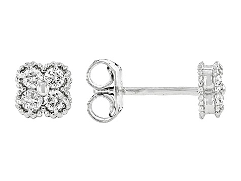 White Lab-Grown Diamond G-H VS Rhodium Over Sterling Silver Cluster Necklace And Earring Set 0.50ctw