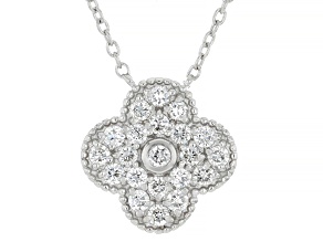 White Lab-Grown Diamond G-H VS Rhodium Over Sterling Silver Clover Necklace 0.70ctw