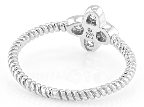 White Lab-Grown Diamond Rhodium Over Sterling Silver Twisted Band Cluster Ring 0.33ctw