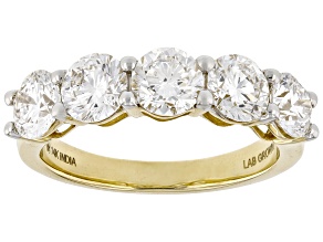 White Lab-Grown Diamond G-H VS 14k Yellow Gold 5-Stone Ring 2.50ctw