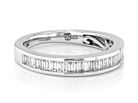 White Lab-Grown Diamond F SI 14k White Gold Band Ring 0.55ctw