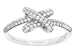 White Lab-Grown Diamond F SI 10k White Gold Knot Ring 0.33ctw