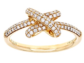 White Lab-Grown Diamond F SI 10k Yellow Gold Knot Ring 0.33ctw