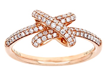 Picture of White Lab-Grown Diamond F SI 10k Rose Gold Knot Ring 0.33ctw