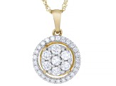 White Lab-Grown Diamond GH SI Rhodium Over Sterling Silver Cluster Dangle Pendant With Chain 1.05ctw