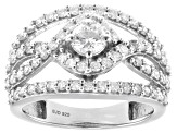 White Lab-Grown Diamond G-H SI Rhodium Over Sterling Silver Halo Ring 1.30ctw