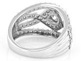 White Lab-Grown Diamond G-H SI Rhodium Over Sterling Silver Halo Ring 1.30ctw