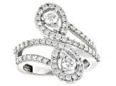 White Lab-Grown Diamond G-H SI Rhodium Over Sterling Silver Bypass Ring 1.20ctw