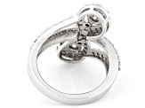 White Lab-Grown Diamond G-H SI Rhodium Over Sterling Silver Bypass Ring 1.20ctw