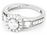 White Lab-Grown Diamond G-H SI Rhodium Over Sterling Silver Halo Ring 1.00ctw