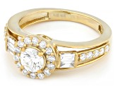 White Lab-Grown Diamond G-H SI 14K Yellow Gold Over Sterling Silver Halo Ring 1.00ctw
