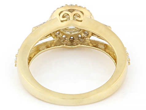 White Lab-Grown Diamond G-H SI 14K Yellow Gold Over Sterling Silver Halo Ring 1.00ctw