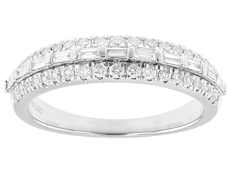 White Lab-Grown Diamond H SI Rhodium Over Sterling Silver Band Ring 0.50ctw
