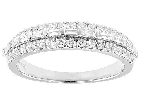 White Lab-Grown Diamond H SI Rhodium Over Sterling Silver Band Ring 0.50ctw