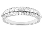 White Lab-Grown Diamond H SI Rhodium Over Sterling Silver Band Ring 0.50ctw