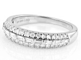 White Lab-Grown Diamond H SI Rhodium Over Sterling Silver Band Ring 0.50ctw