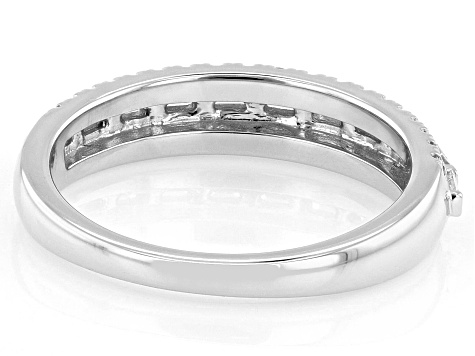 White Lab-Grown Diamond H SI Rhodium Over Sterling Silver Band Ring 0.50ctw