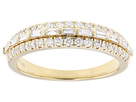 White Lab-Grown Diamond H SI 14K Yellow Gold Over Sterling Silver Band Ring 0.50ctw