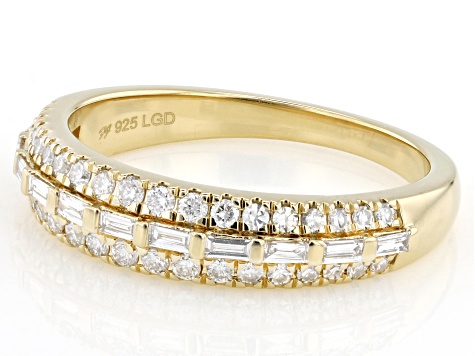 White Lab-Grown Diamond H SI 14K Yellow Gold Over Sterling Silver Band Ring 0.50ctw