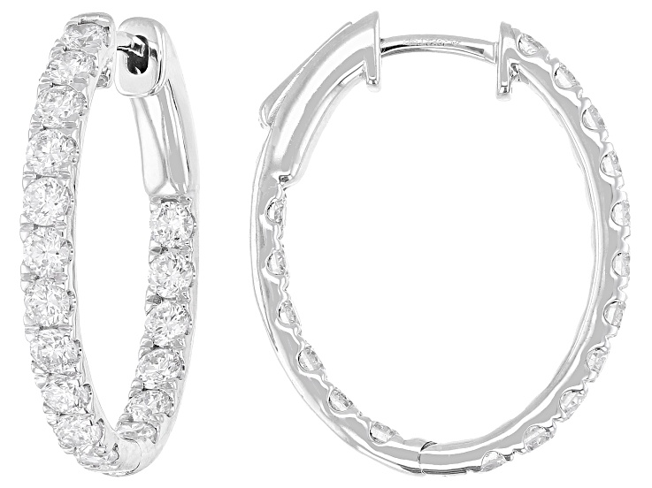 White Lab-Grown Diamond H SI1 10K White Gold Inside-Out Hoop Earrings 2
