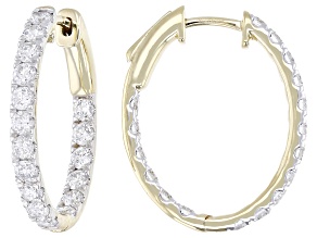 White Lab-Grown Diamond H SI1 10K Yellow Gold Inside-Out Hoop Earrings 2.00ctw