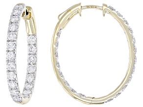White Lab-Grown Diamond H SI1 10K Yellow Gold Inside-Out Hoop Earrings 3.00ctw