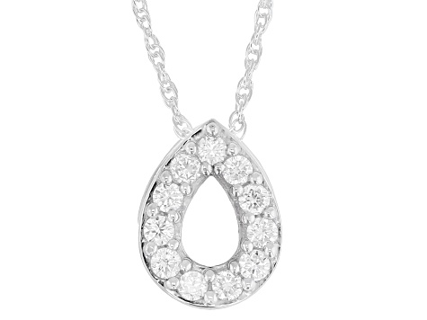 White Lab-Grown Diamond H SI Rhodium Over Sterling Silver Teardrop Pendant With Chain 0.25ctw