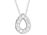 White Lab-Grown Diamond H SI Rhodium Over Sterling Silver Teardrop Pendant With Chain 0.25ctw
