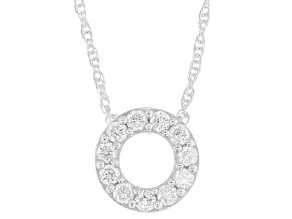 White Lab-Grown Diamond H SI Rhodium Over Sterling Silver Circle Pendant With Chain 0.25ctw
